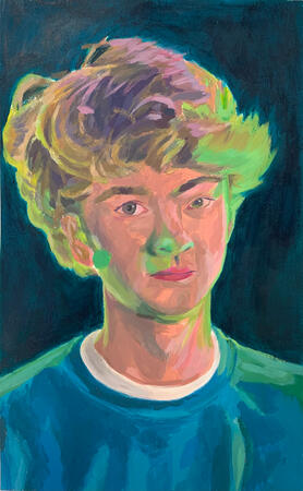 Acrylic painting of internet personality Tom "Tommyinnit" Simons.