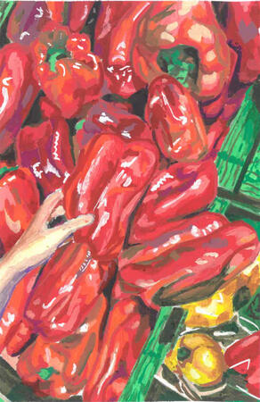 Posca on paper - Tenerife peppers.